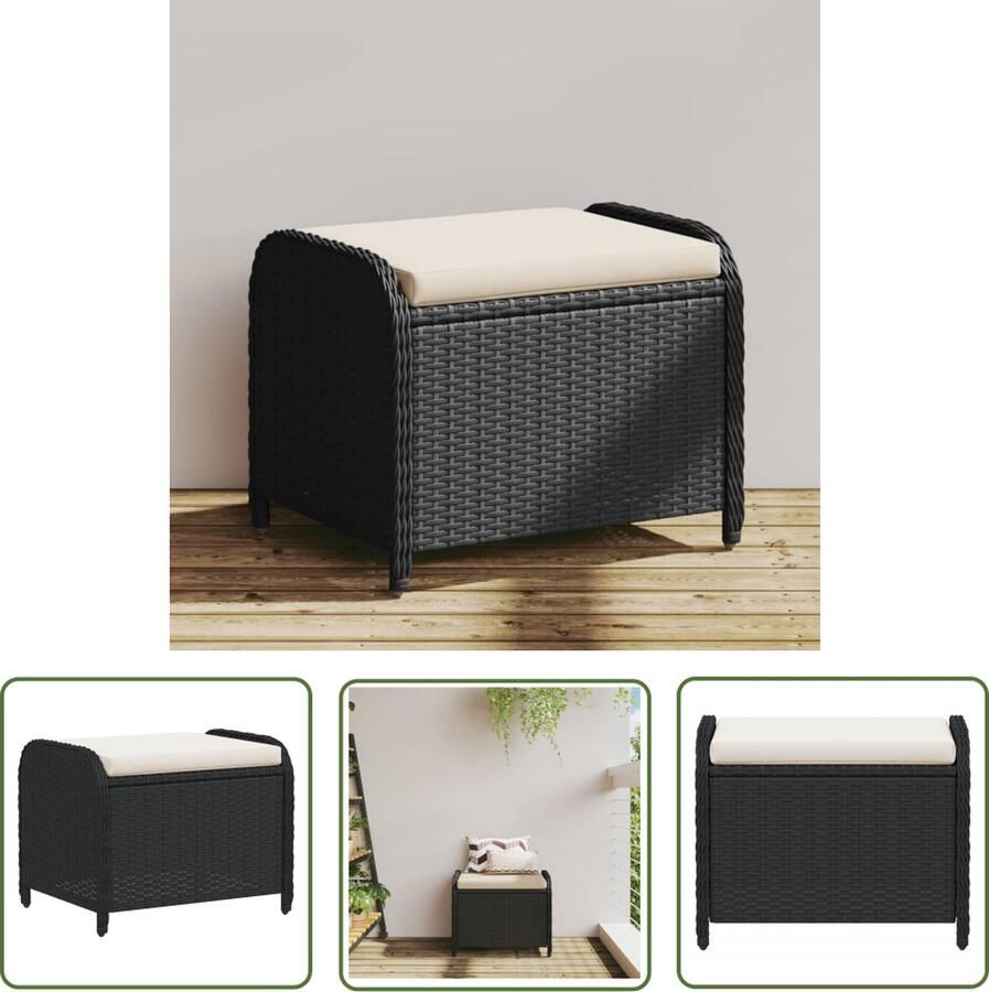 The Living Store Tuinkruk PE-rattan en Gepoedercoat Staal 58 x 46 x 46 cm Comfortabele Zitervaring Tuinkruk Tuinstoel Buitendecoratie Outdoor Furniture Lounge Set