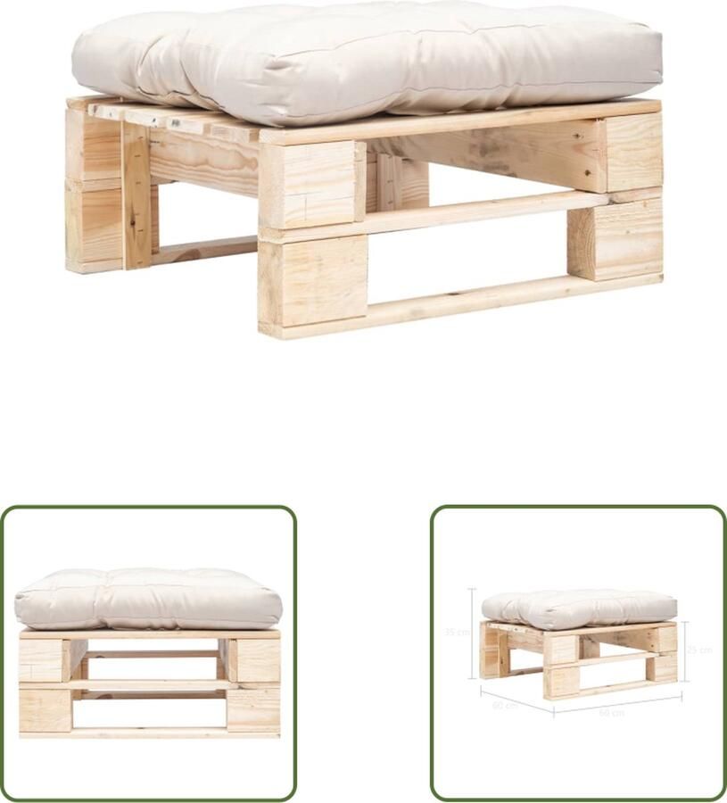 The Living Store Pallet Hocker Tuinvoetenbank 60 x 60 x 35 cm GeÃ¯mpregneerd grenenhout Tuinstoel Buitentijd Relaxen Lounge Stoel Pallets