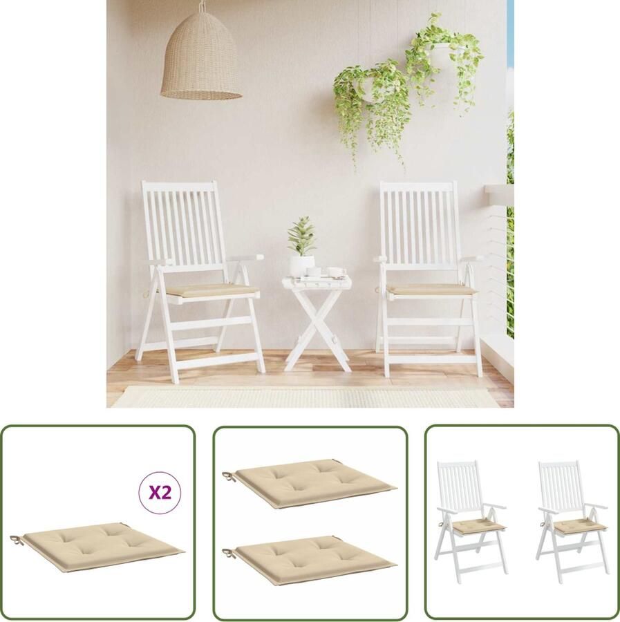 The Living Store Stoelkussens Oxford stof 40x40x3cm Beige Waterafstotend Tuinstoel Kussentjes Outdoor Kussens Lounge Kussens Balkon Kussens Terras Kussens