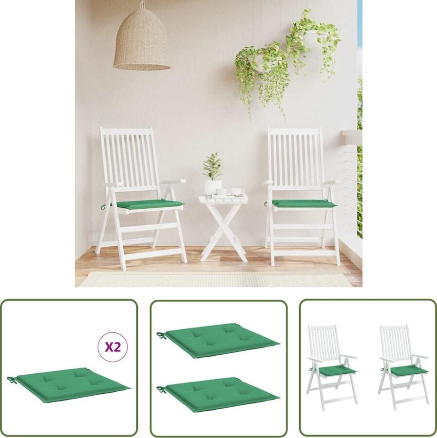 The Living Store Tuinstoelkussens 2 st 40x40x3 cm oxford stof groen Tuinstoel Kussentje Outdoor Kussens Stoelkussens Balkon Kussens Tuinkamer Accessoires