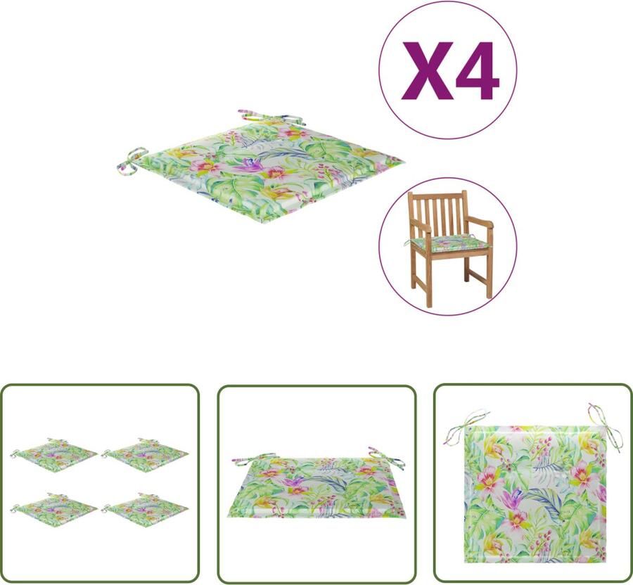 The Living Store Stoelkussens Bladpatroon 50x50x3cm Oxfordstof Waterafstotend Tuinstoel Kussentjes Oxford Stof Waterafstotend Outdoor Kussens Tuinkamer Accessoires