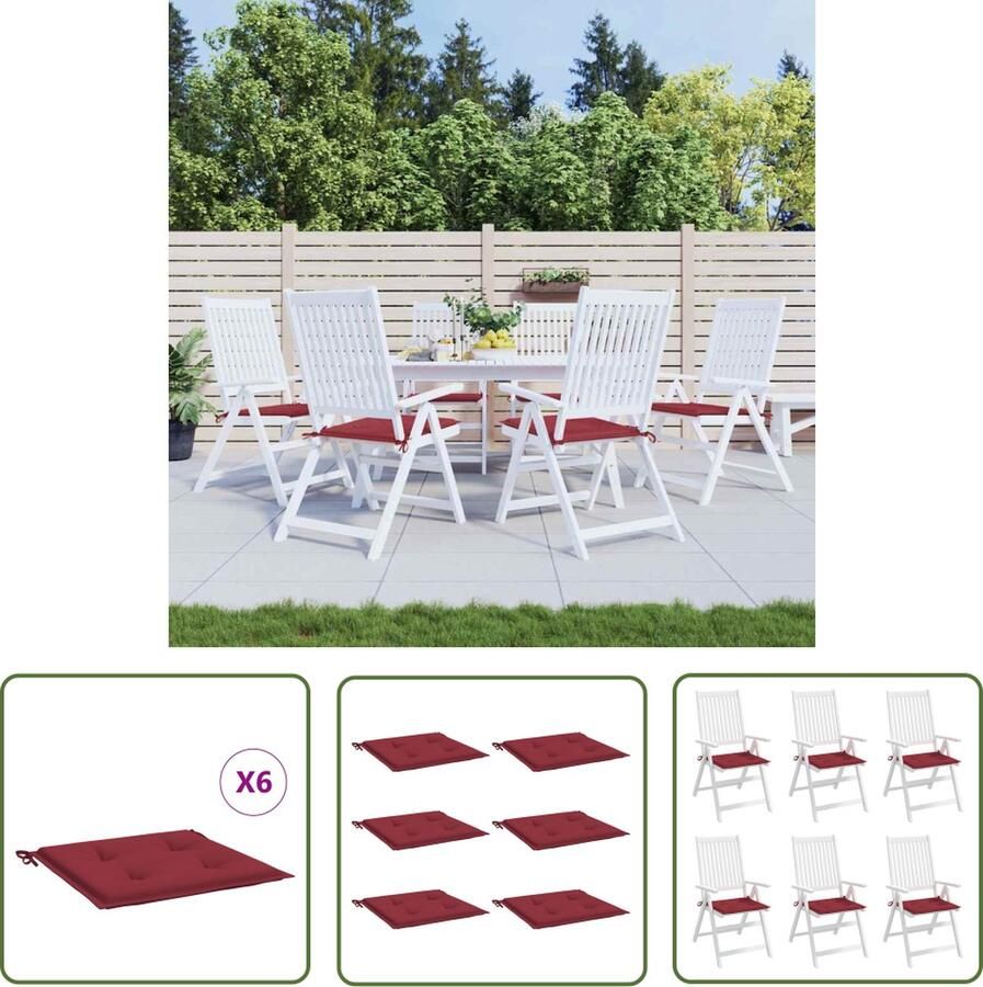 The Living Store Stoelkussens Oxford stof 40 x 40 x 3 cm Wijnrood Waterafstotend Tuinstoelen Kussentjes Oxford Stof Kussens Waterafstotende Kussens Buitenkussens Zachte Kussens