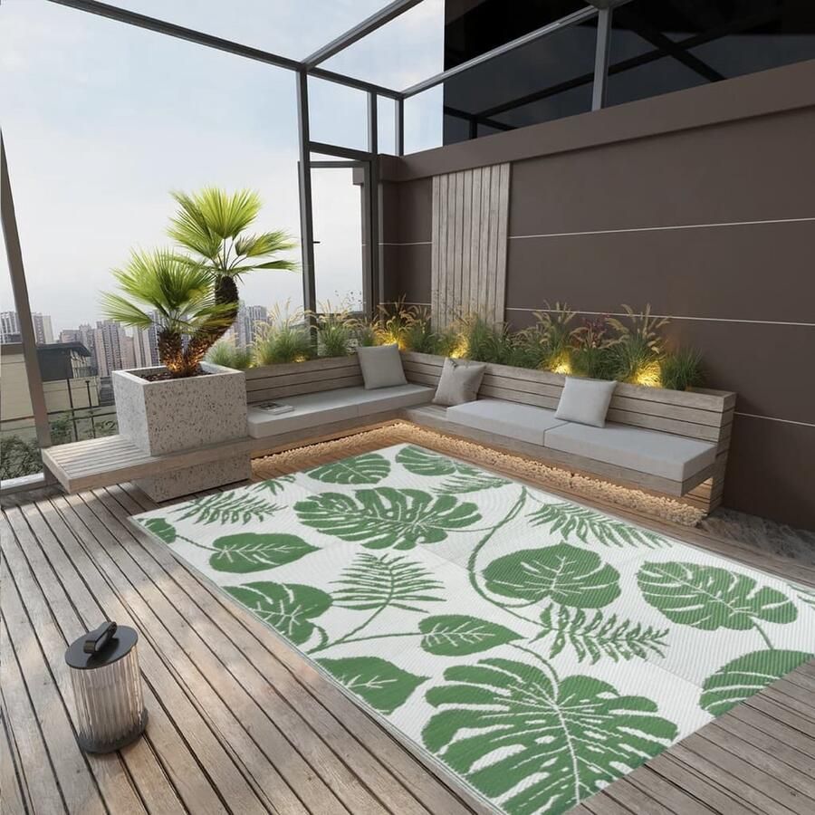 VidaXL Buitenkleed ARAKIL 190x290 cm polypropeen groen Buitenkleed Tuintapijt Patio Tapijt Veranda Vloerkleed Groen Kleed - Foto 2