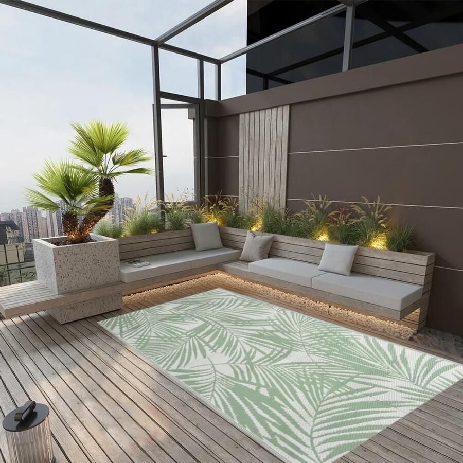 The Living Store Buitenkleed ARAKIL 160x230 cm polypropeen groen Tuintapijt Buitentapijten Terras Tapijt Outdoor Tapijt Polypropylene Tapijt - Foto 2