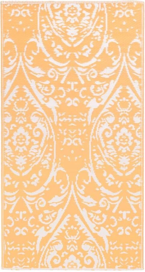 The Living Store Buitenkleed ARAKIL 80x150 cm PP oranje en wit Tuintapijt Buitentapijten Terrasdecoratie Outdoor Tapijten Patio Dekens - Foto 2