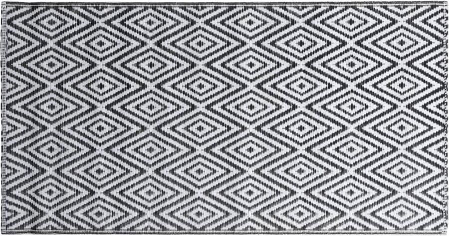 The Living Store Buitenkleed ARAKIL 160x230 cm PP wit en zwart Tuintapijt Buitentapijt Patio Tapijt Terrasdecoratie Outdoor Vloerbedekking - Foto 2