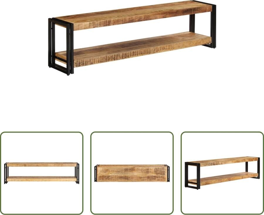 The Living Store TV-kast Antieke Stijl Hifi-kast 150x30x40 cm Massief Mangohout Industriële Stijl - Foto 2