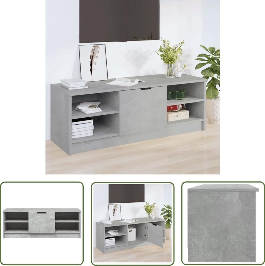 The Living Store TV-kast Betongrijs 102 x 35.5 x 36.5 cm Klassiek design - Foto 2