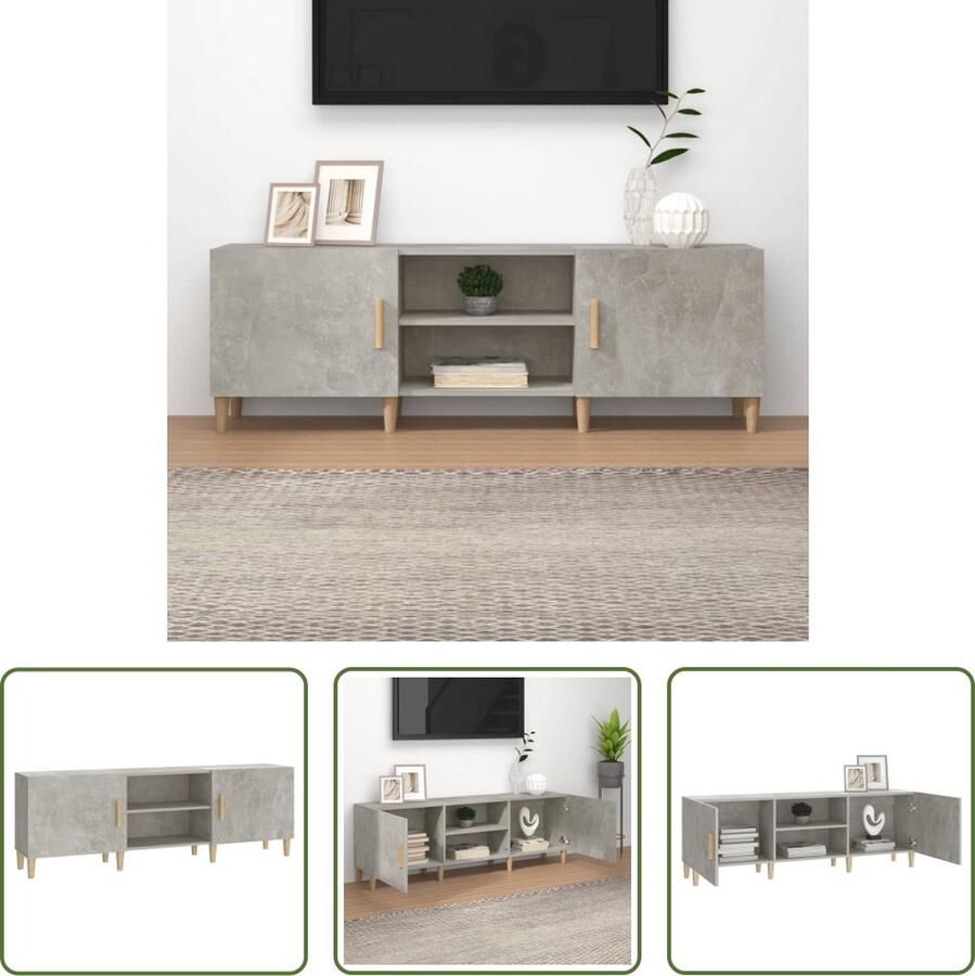 The Living Store TV-meubel Klassiek Betongrijs 150x30x50cm - Foto 2
