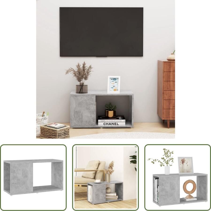 The Living Store TV-kast Klassiek ontwerp Hoogwaardig spaanplaat 60 x 24 x 32 cm Betongrijs - Foto 2