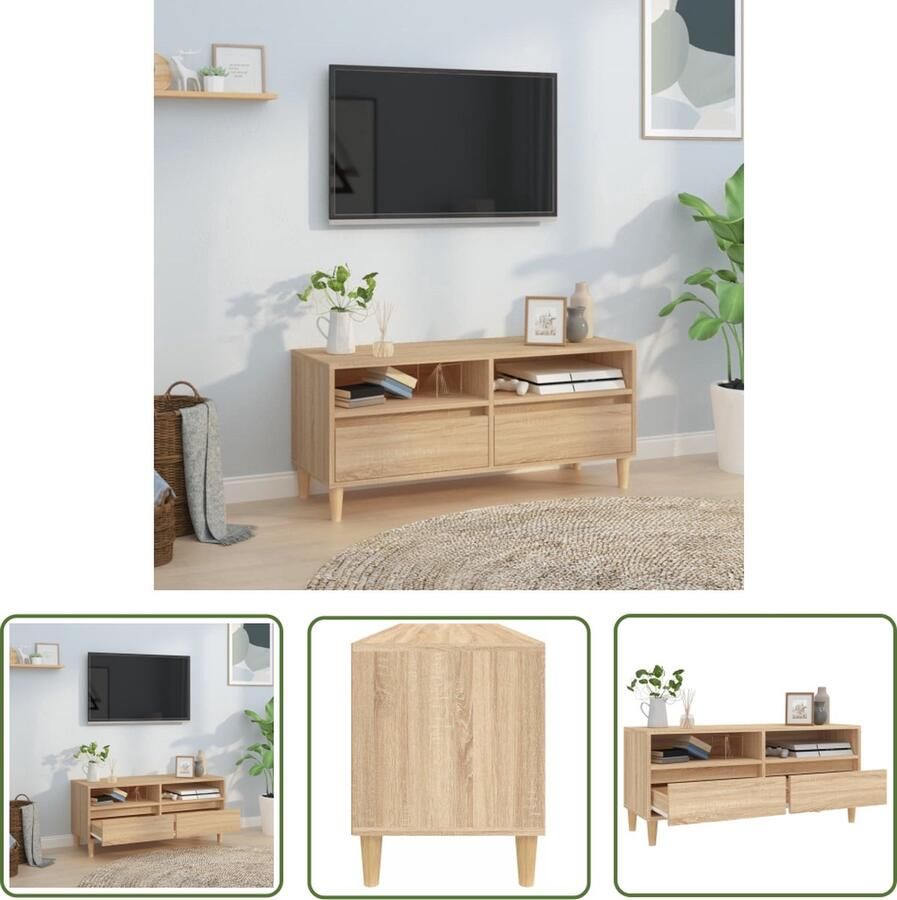 The Living Store TV-kast Classic Sonoma eiken 100 x 34.5 x 44.5 cm Duurzaam hout Veel opbergruimte - Foto 2