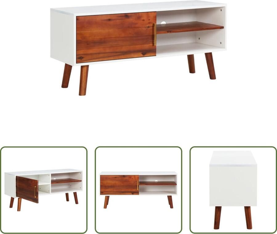 The Living Store Televisiekast Trendy en praktisch design Massief acaciahout en MDF 110 x 35 x 50 cm Veilig bijgeleverde wandbevestiging - Foto 2