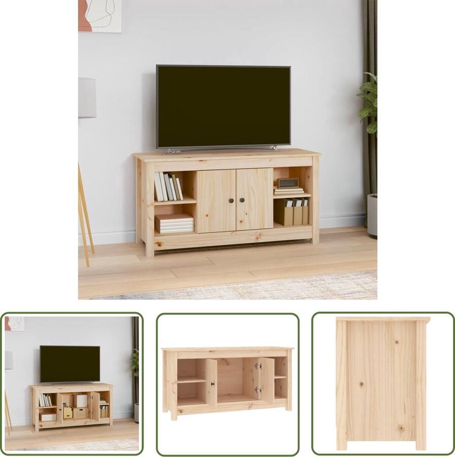 The Living Store TV-kast Massief Grenenhout 103 x 36.5 x 52 cm - Foto 2
