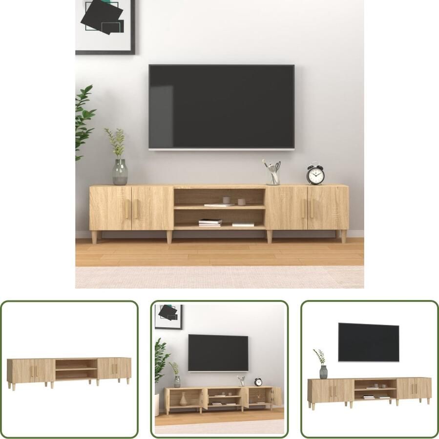 The Living Store Tv-meubel Trendy Hout 180x31.5x40 cm Sonoma eiken - Foto 2