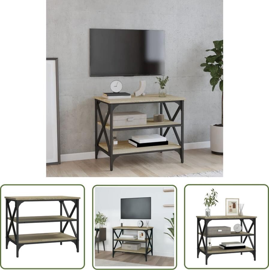 The Living Store TV kast Sonoma eiken 60 x 40 x 50 cm Industrieel design - Foto 2