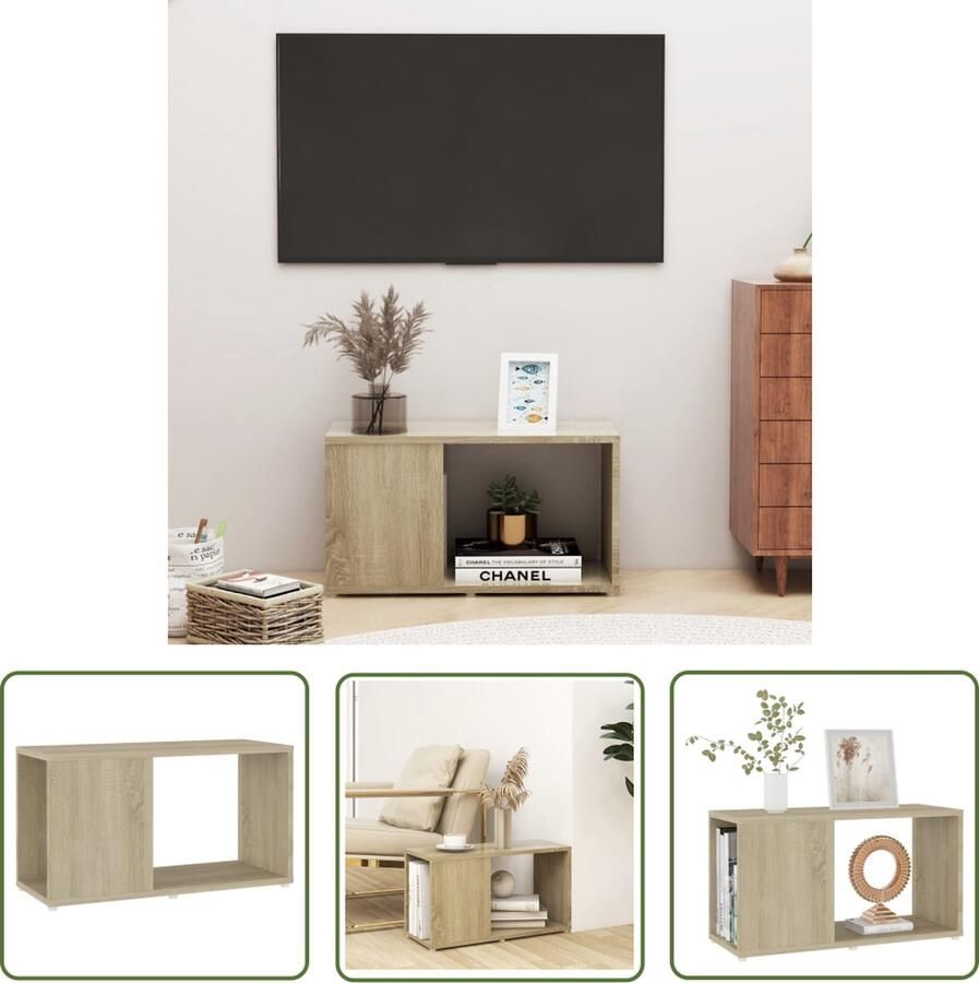 The Living Store vidaXL Tv-meubel 60x24x32 cm bewerkt hout sonoma eikenkleurig Tv-meubel Salontafel Houten Tv-standaard Media Kast Tv Kast
