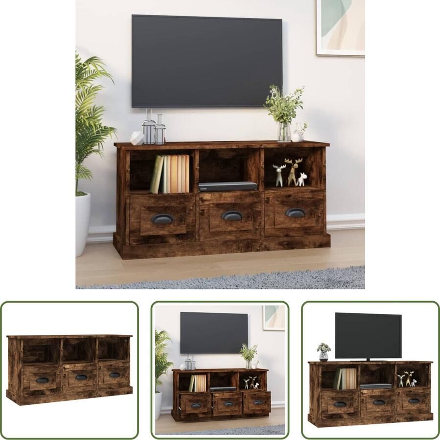The Living Store TV-kast Trendy Meubelen 100 x 35 x 50 cm Gerookt eiken - Foto 2