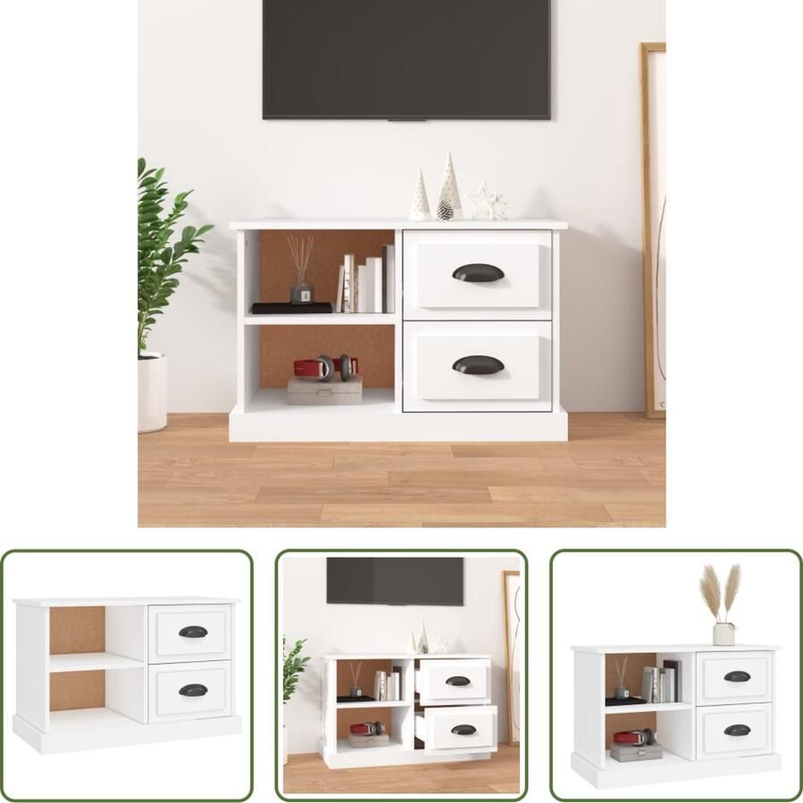 The Living Store TV-kast Trendy TV-kast 73 x 35.5 x 47.5 cm wit - Foto 2