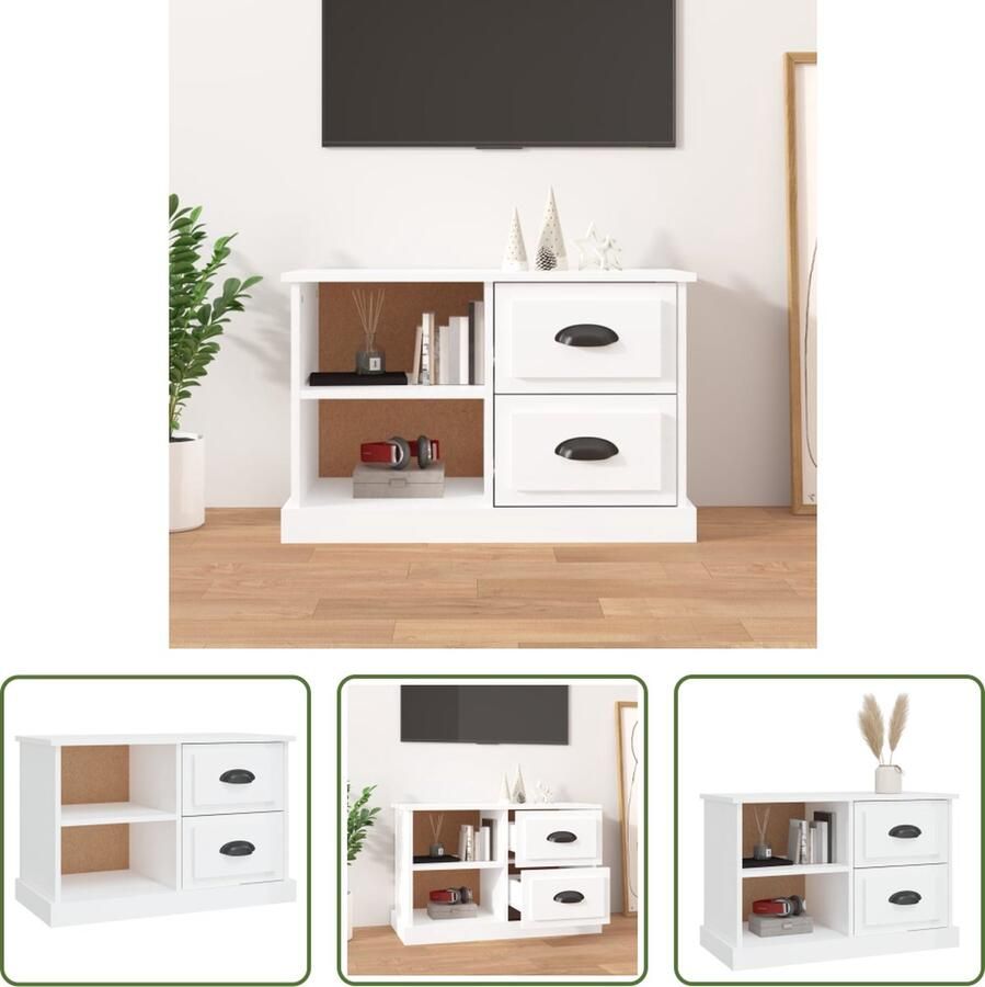 The Living Store Tv-kast Trendy Tv-meubel met opbergruimte 73x35.5x47.5 cm Hoogglans wit - Foto 2
