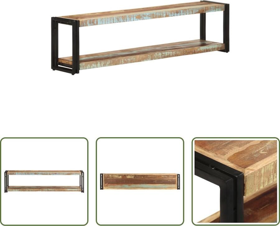 The Living Store Tv-kast Vintage Hout Gepoedercoat Ijzer 150 x 30 x 40 cm Met Schap