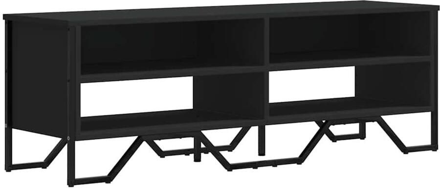 The Living Store Tv-meubel 122x34x41 cm bewerkt hout zwart Tv Kast Tv Meubel Houten Tv Kast Zwarte Tv Kast Opbergkast - Foto 3