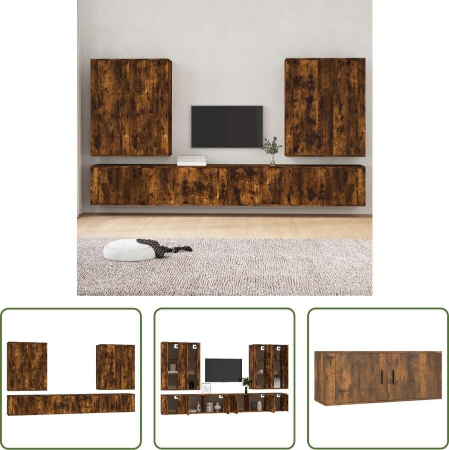 The Living Store TV-kastenset Gerookt Eiken 4x40x34.5x100cm 2x100x34.5x40cm 2x40x34.5x40cm - Foto 2
