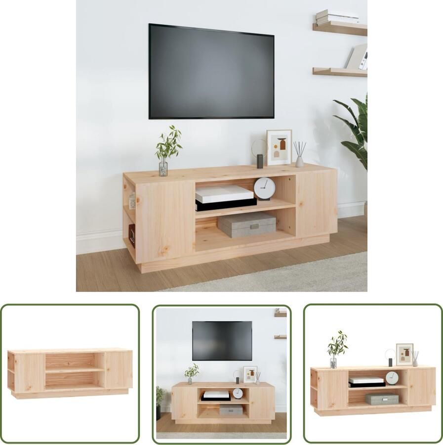 The Living Store TV Kastenset Grenenhout Opbergruimte Stevig blad 110x35x40.5cm - Foto 2