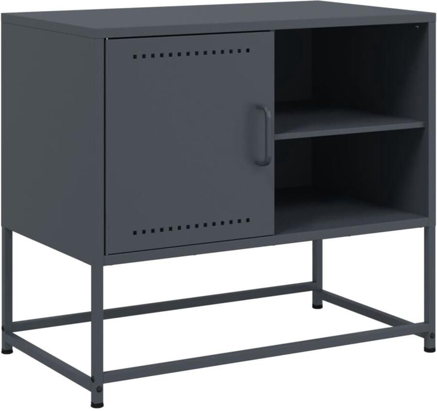 The Living Store Tv-meubel 100 5x39x60 5 cm staal roze Tv-meubel Industrieel Design Roestvrijstalen Tv-stand Roze Tv Kast Salontafel - Foto 2