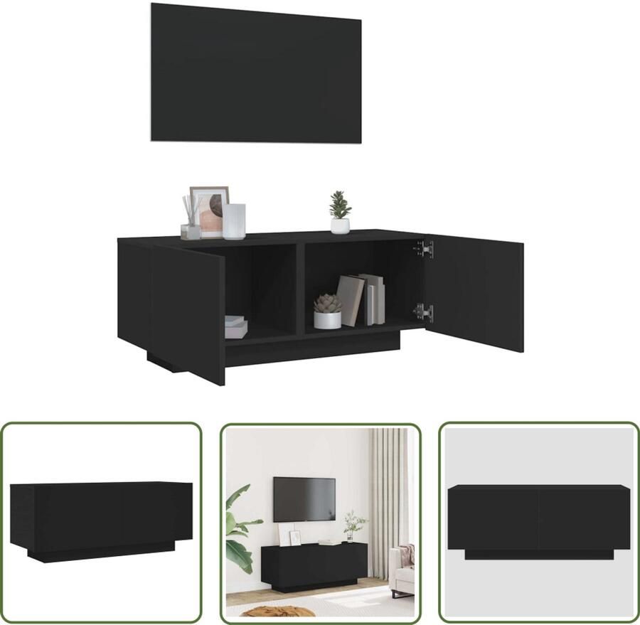 The Living Store TV-meubel 100 x 35 x 40 cm zwart spaanplaat trendy en praktisch ontwerp - Foto 2