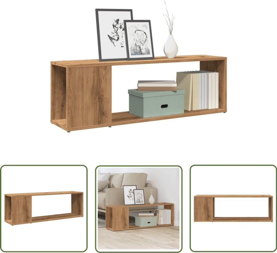 The Living Store vidaXL Tv-meubel 100x24x32 cm bewerkt hout artisanaal eikenkleur Tv-meubel Salontafel Houten Tv-standaard Opberg Kast Media Kast