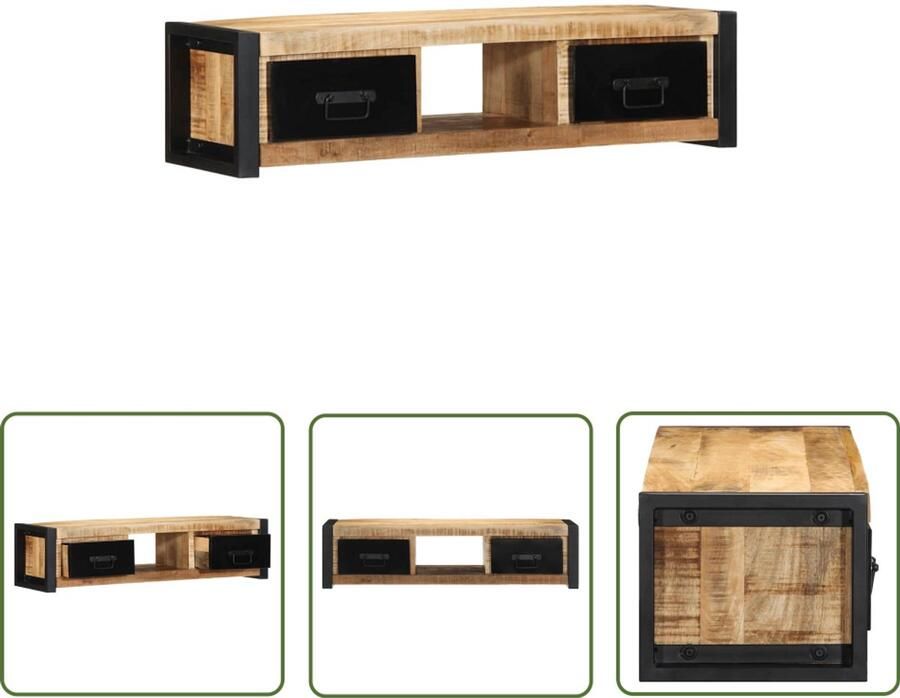 The Living Store Tv-meubel 100x30x25 cm massief ruw mangohout Tv-meubel Salontafel Kast Mangohout Industrieel