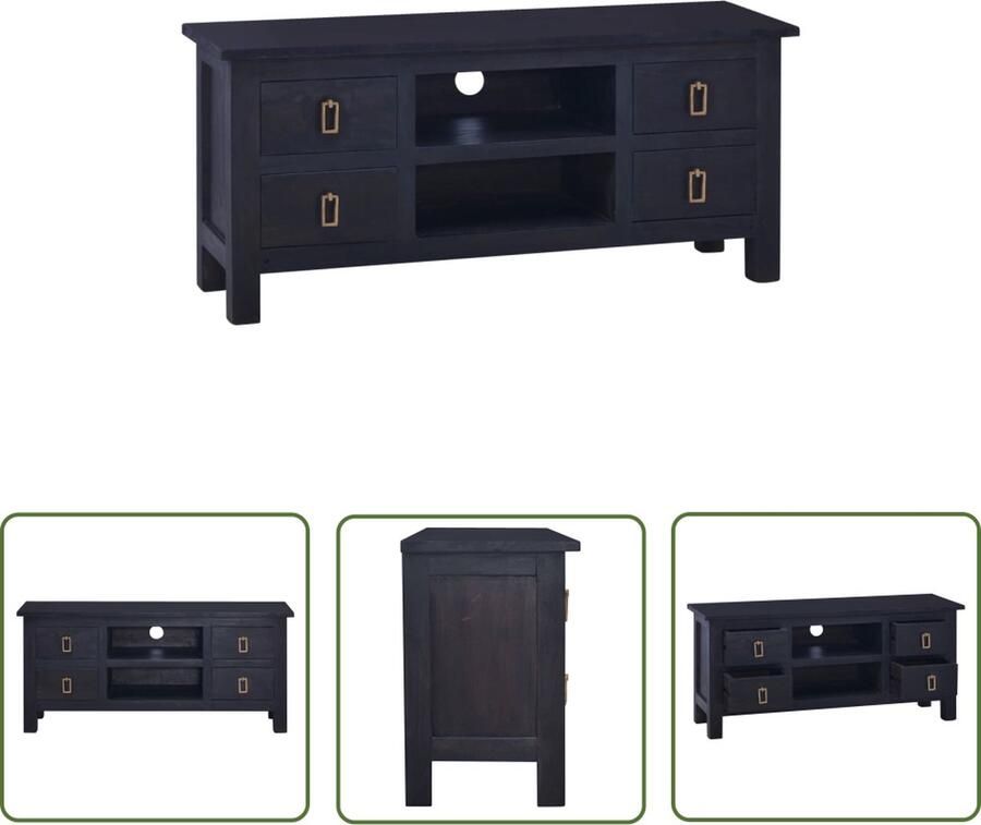 The Living Store TV-meubel Mahoniehout 100 x 30 x 45 cm Met 4 lades en 2 planken Tv-meubel Mahoniet Kast Meubilair Livingroom - Foto 2