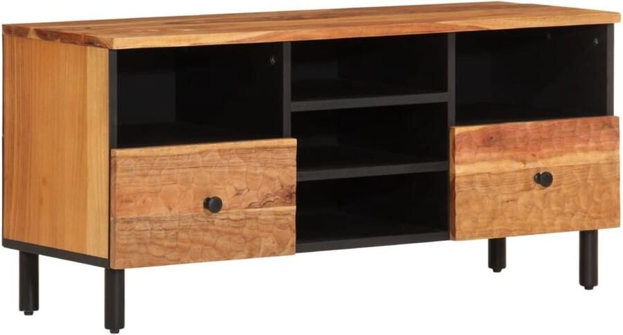 The Living Store Tv-meubel 100x33x46 cm massief acaciahout Tv-meubel Salontafel Houten Kast Acaciahout Vintage Tv-stand - Foto 4