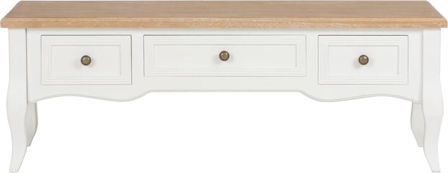 The Living Store Tv-kast 100x35x35 cm MDF en grenenhout Bruin en wit Franse stijl Tv Meubel Tv Kast Televisiemeubel Houten Tv Kast Frans Design