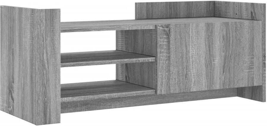 The Living Store Tv-meubel 100x35x40 cm bewerkt hout grijs sonoma eikenkleurig Tv Kast Tv Meubel Salontafel Houten Tv Kast Grijze Tv Kast - Foto 2