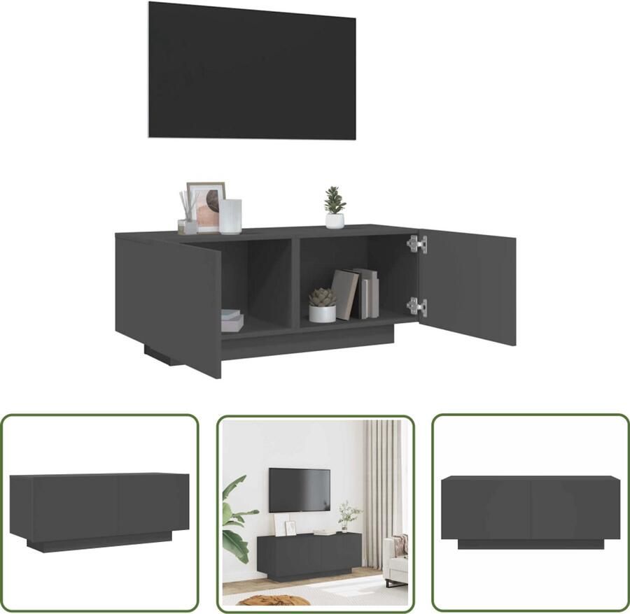 VidaXL Tv-meubel 100x35x40 cm Spaanplaat Grijs Tv-meubel Hifi-kast Salontafel Media Opbergruimte Grijze Meubelen Houten Meubilair Spaanplaat MeubilAIR Industrieel Design Compact Tv-meubel Woonkamerdecoratie