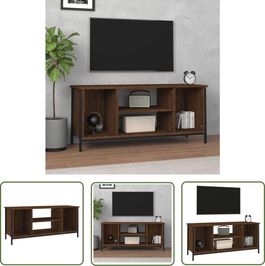 The Living Store Tv-meubel Serene Tv-meubel 102 x 35 x 45 cm Bruineiken Tv-meubel Houten Tv-meubel Tv Kast Salontafel Mediabox - Foto 2