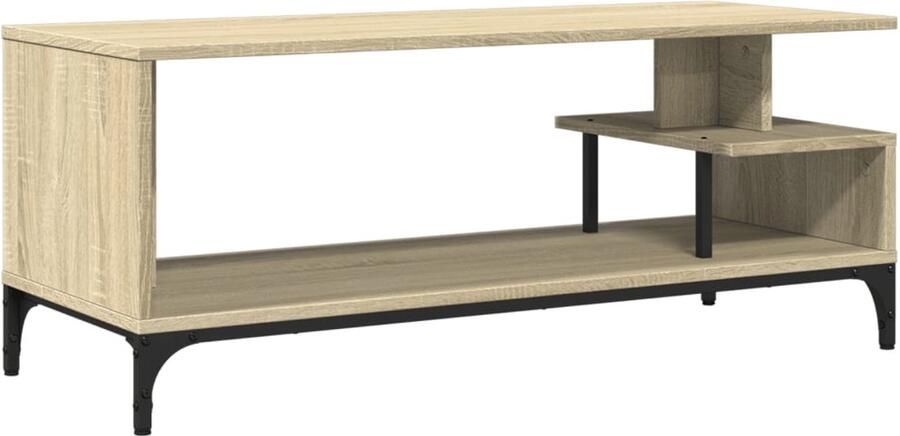 The Living Store Tv-meubel 102x40x41 cm hout en gepoedercoat staal sonoma eiken Tv-meubel Industrieel Tv-meubel Houten Tv-meubel Salontafel Media Kast - Foto 2