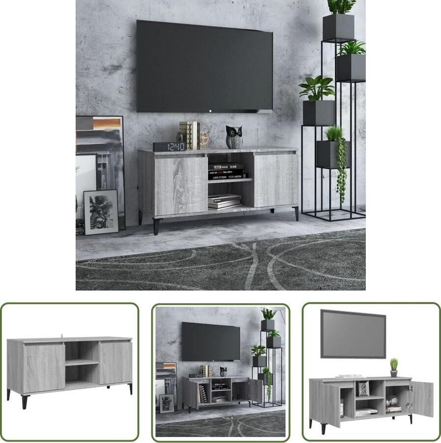 The Living Store Tv-meubel Grijs Sonoma Eiken 103.5 x 35 x 50 cm Stabiel en ruimtelijk - Foto 2