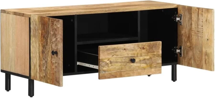 The Living Store Tv-meubel 105x33x46cm massief mangohout Tv Kast Mangohout Salontafel Living Room Furniture Houten Tv Stand - Foto 5