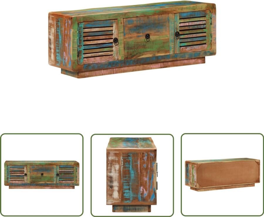 The Living Store Tv-meubel 110x30x40 cm massief gerecycled hout Tv-meubel Landelijk Meubilair Houten Tv Kast Recycled Wood Furniture Bruine Tv Stand