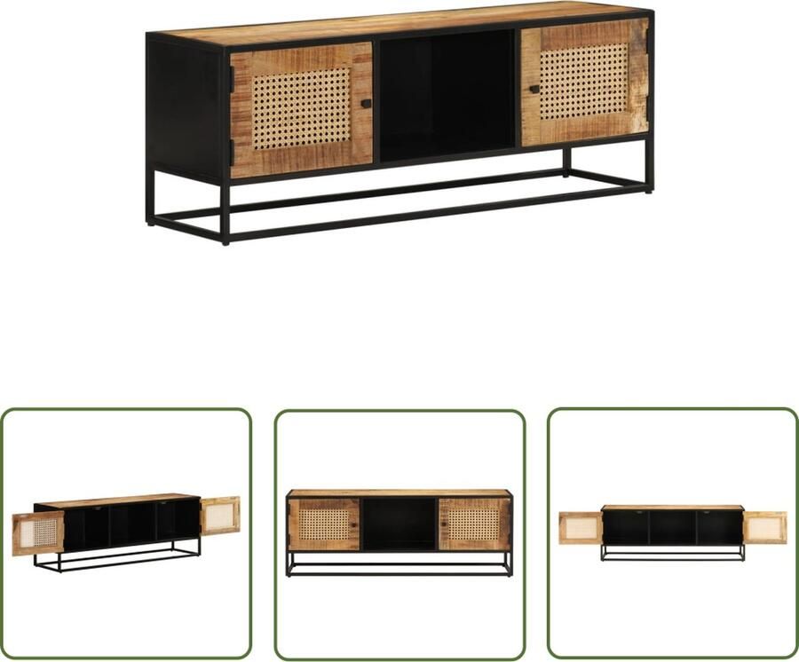 The Living Store Retro tv-kast Mangohout 110 x 30 x 40 cm met 3 schappen Retro Tv Kast Tv Stand Mangohouten Tv Kast Tv Meubel Media Kast - Foto 2