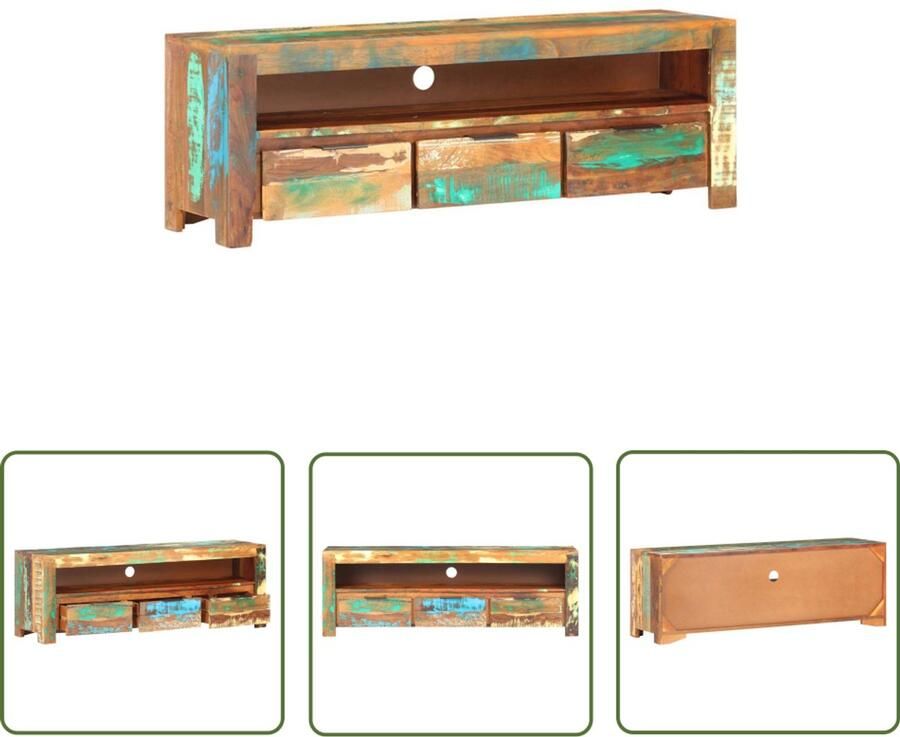 The Living Store Tv-meubel 119x30x41 cm massief gerecycled hout Tv-meubel Houten Tv-kast Recyceld Hout Salontafel Livingroom Furniture