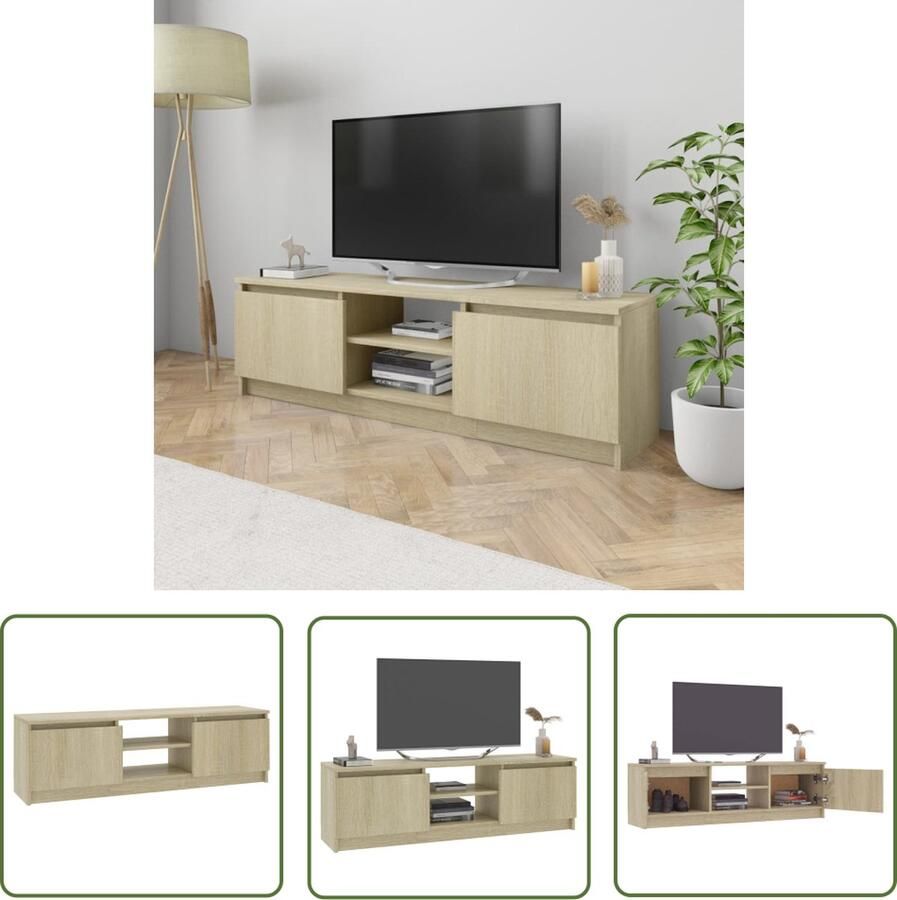 The Living Store Tv-meubel 120x30x35 5 cm bewerkt hout sonoma eikenkleurig Tv-meubel Salontafel Houten Meubels Klassieke Meubels Media-opstelling