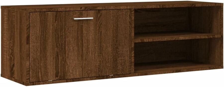 The Living Store vidaXL Tv-meubel 120x34x37 cm bewerkt hout bruin eikenkleur Tv-meubel Salontafel Houten Tv-standaard Bruine Eiken Kleur Opbergruimte - Foto 2