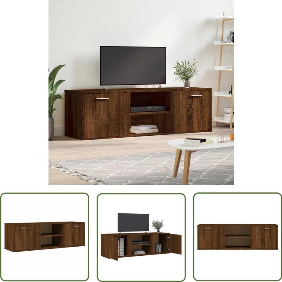 The Living Store Tv-meubel 120x34x37 cm bewerkt hout bruin eikenkleur Tv-meubel Houten Tv-meubel Bruine Eiken Tv-meubel Salontafel Kastje