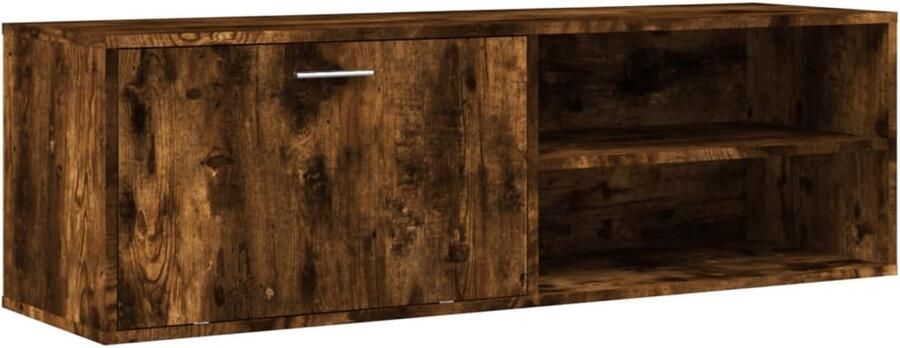 The Living Store Tv-meubel 120x34x37 cm bewerkt hout gerookt eikenkleurig Tv-meubel Houten Tv-stand Tv Kast Salontafel Livingroom Furniture - Foto 2