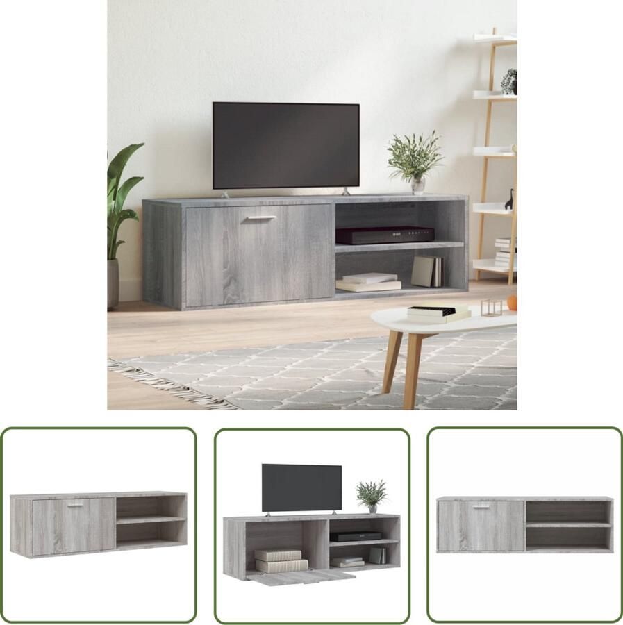 The Living Store vidaXL Salontafel TV-meubel Tv-meubel 120x34x37 cm bewerkt hout grijs sonoma eikenkleurig Houten Kast Opbergkast Grijze Tv-standaard - Foto 2