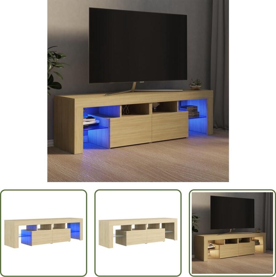 The Living Store TV-meubel LED-verlichting sonoma eiken 140 x 36.5 x 40 cm duurzaam USB-aansluiting
