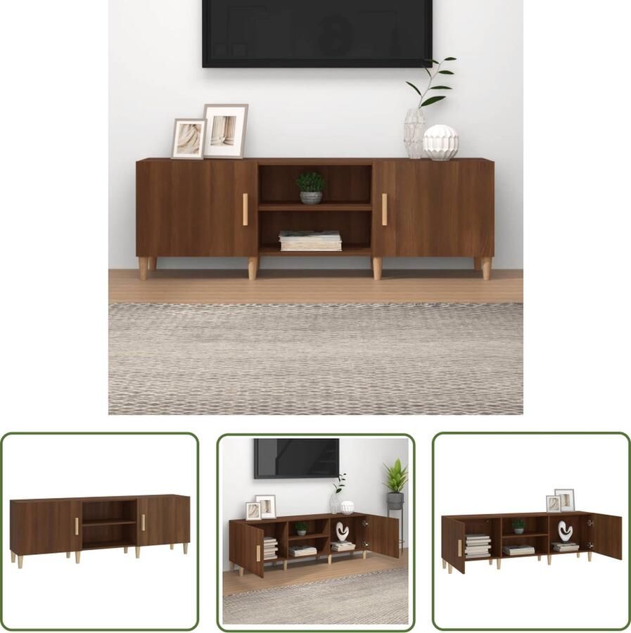 The Living Store Tv-meubel 150x30x50 cm bewerkt hout bruin eikenkleur Tv Kast Tv Meubel Hifi Kast Media Kast Houten Tv Kast - Foto 2